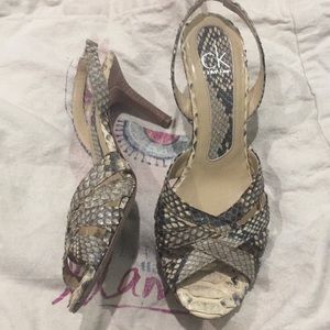 CK Calvin Klein python sandals